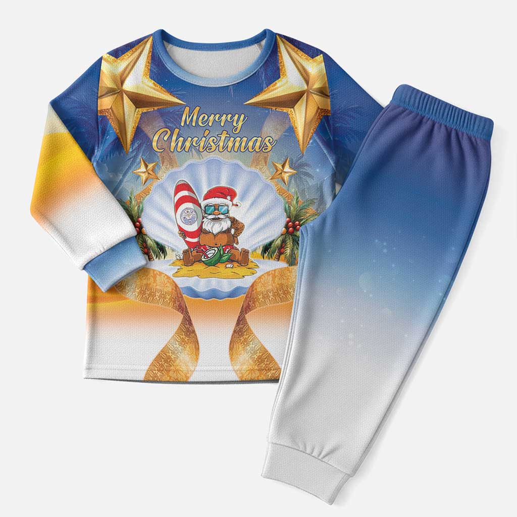 Marshall Islands Christmas Pajama Set Seashell Santa Beach Vibes - Polynesian Pride
