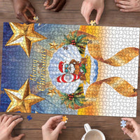 Marshall Islands Christmas Puzzle Seashell Santa Beach Vibes - Polynesian Pride