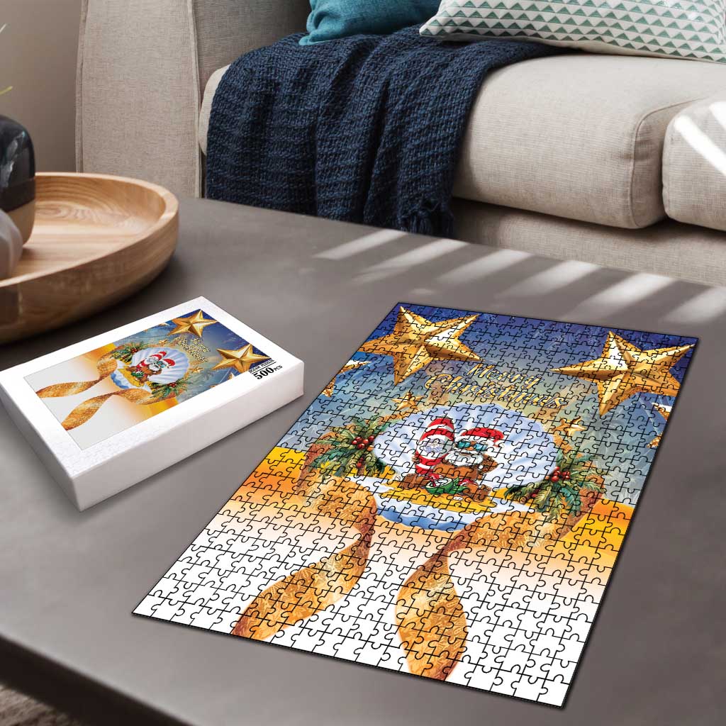 Marshall Islands Christmas Puzzle Seashell Santa Beach Vibes - Polynesian Pride