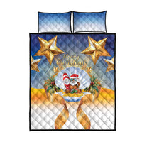 Marshall Islands Christmas Quilt Bed Set Seashell Santa Beach Vibes - Polynesian Pride