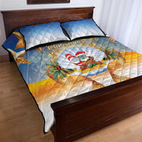Marshall Islands Christmas Quilt Bed Set Seashell Santa Beach Vibes - Polynesian Pride