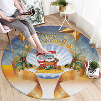 Marshall Islands Christmas Round Carpet Seashell Santa Beach Vibes - Polynesian Pride