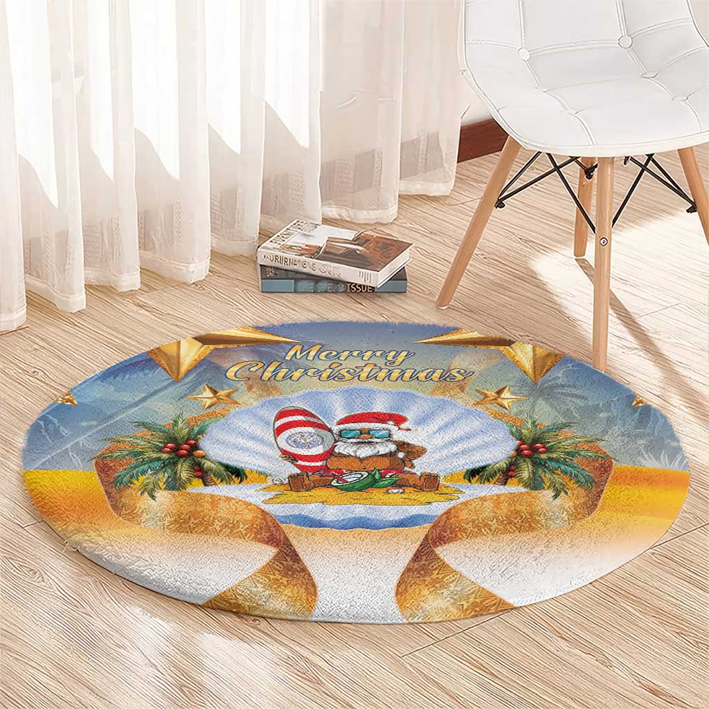 Marshall Islands Christmas Round Carpet Seashell Santa Beach Vibes - Polynesian Pride