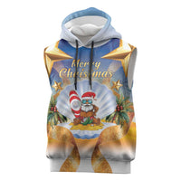Marshall Islands Christmas Sleeveless Hoodie Seashell Santa Beach Vibes - Polynesian Pride