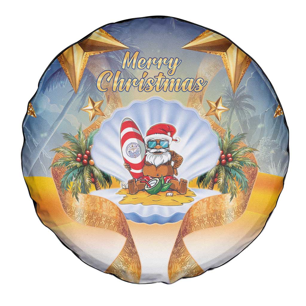 Marshall Islands Christmas Spare Tire Cover Seashell Santa Beach Vibes - Polynesian Pride