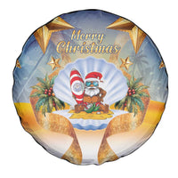 Marshall Islands Christmas Spare Tire Cover Seashell Santa Beach Vibes - Polynesian Pride
