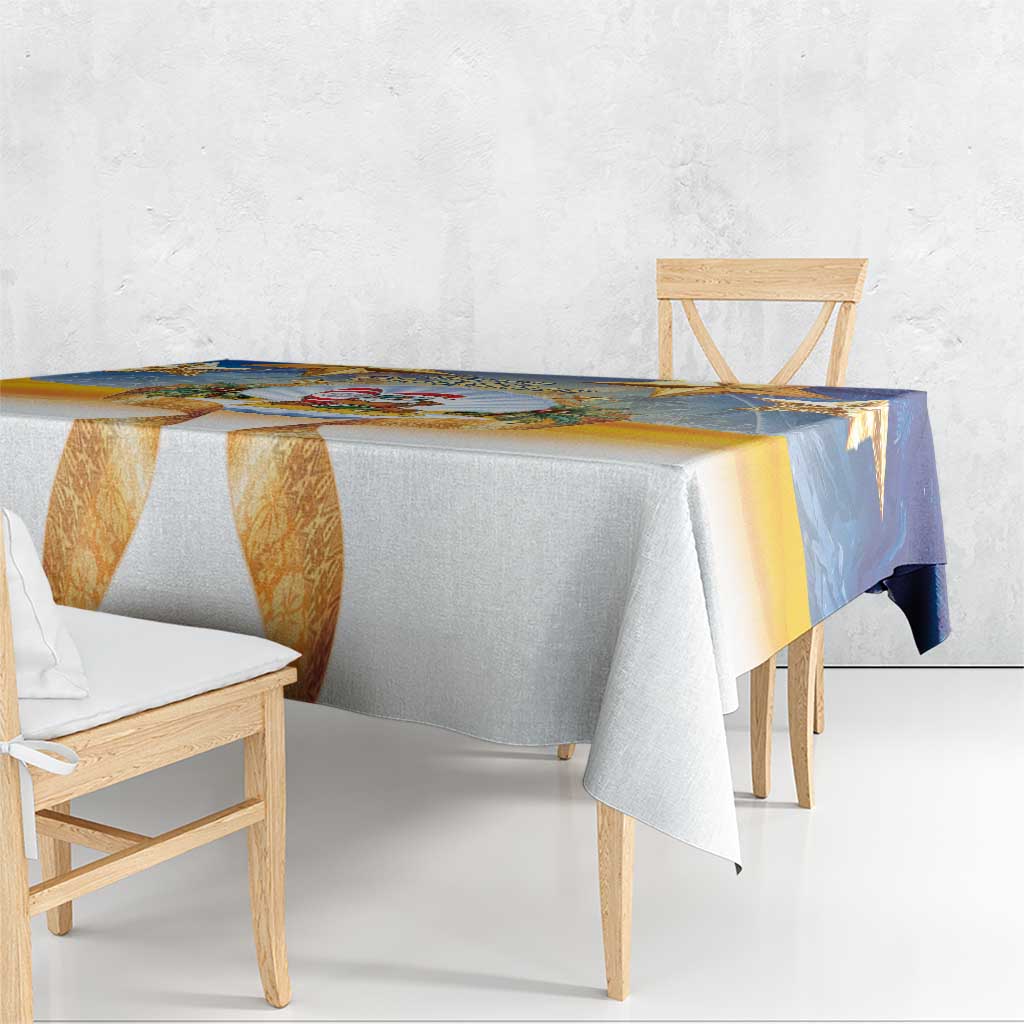 Marshall Islands Christmas Tablecloth Seashell Santa Beach Vibes - Polynesian Pride