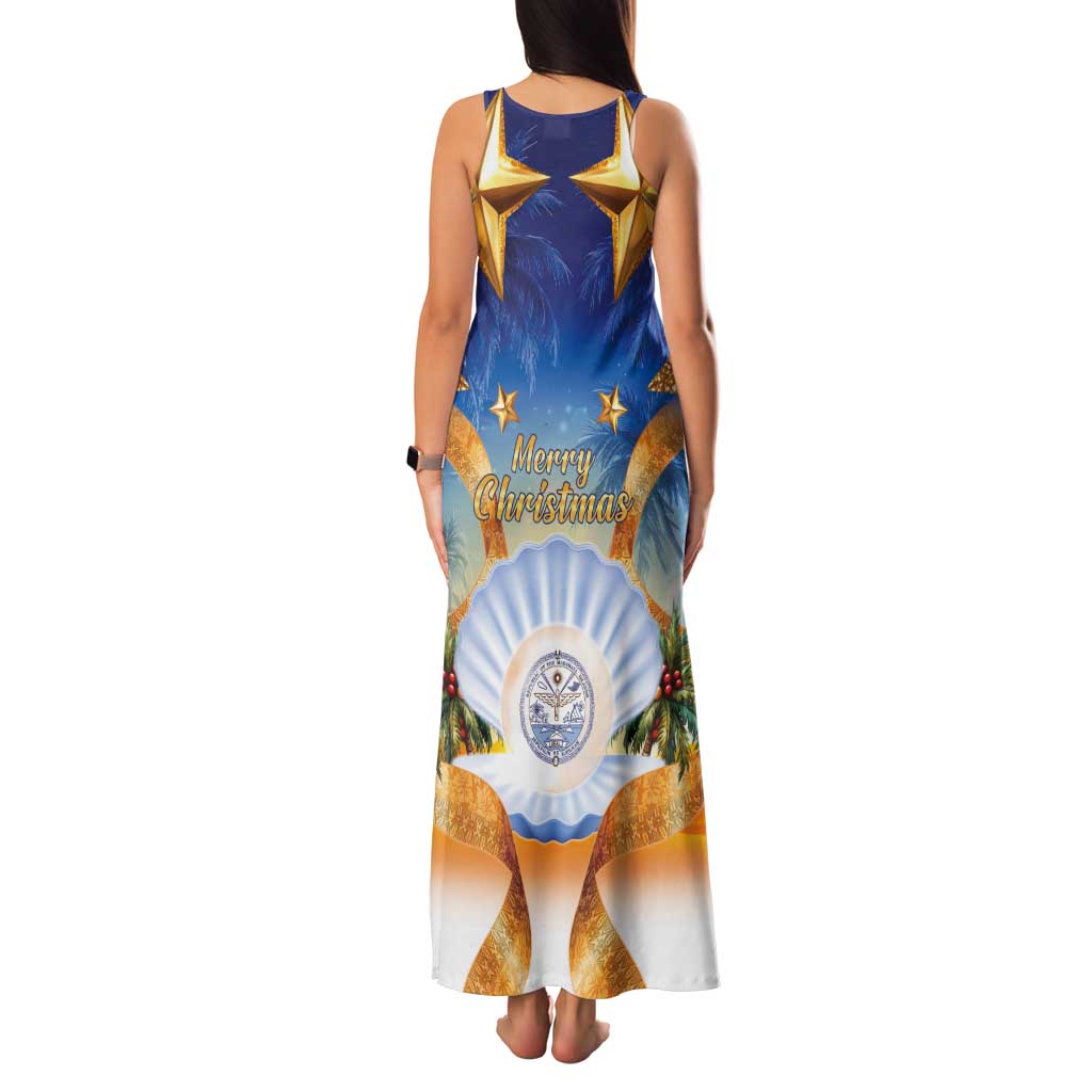 Marshall Islands Christmas Tank Maxi Dress Seashell Santa Beach Vibes - Polynesian Pride