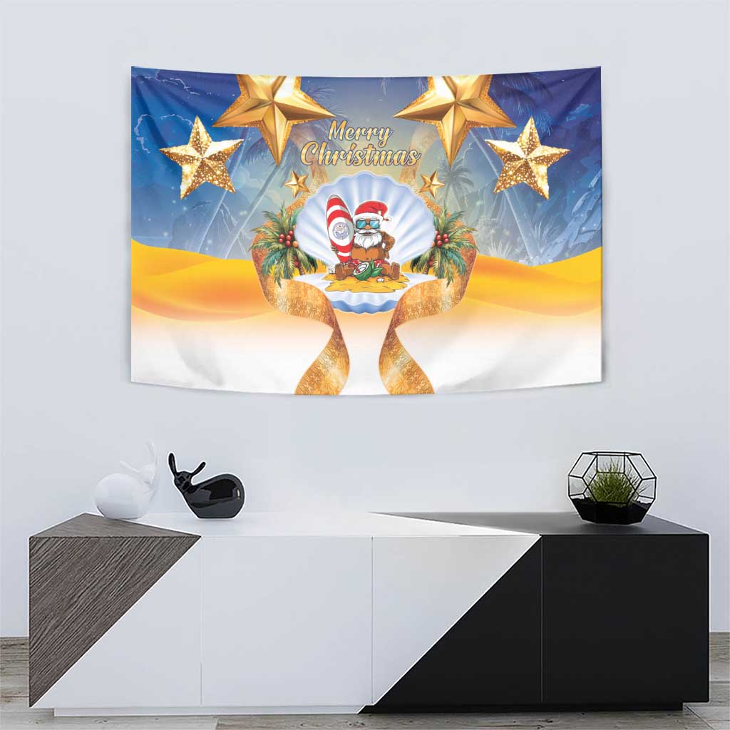 Marshall Islands Christmas Tapestry Seashell Santa Beach Vibes - Polynesian Pride