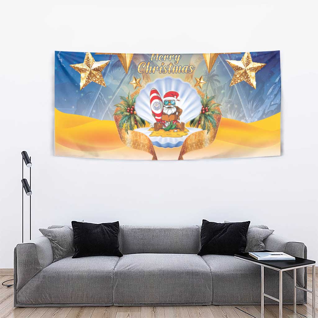 Marshall Islands Christmas Tapestry Seashell Santa Beach Vibes - Polynesian Pride