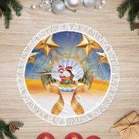 Marshall Islands Christmas Tree Skirt Seashell Santa Beach Vibes - Polynesian Pride