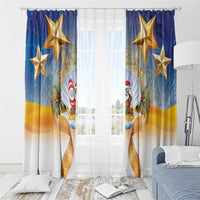 Marshall Islands Christmas Window Curtain Seashell Santa Beach Vibes - Polynesian Pride