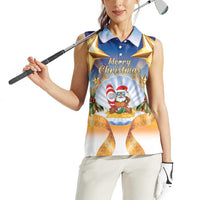 Marshall Islands Christmas Women Sleeveless Polo Shirt Seashell Santa Beach Vibes - Polynesian Pride