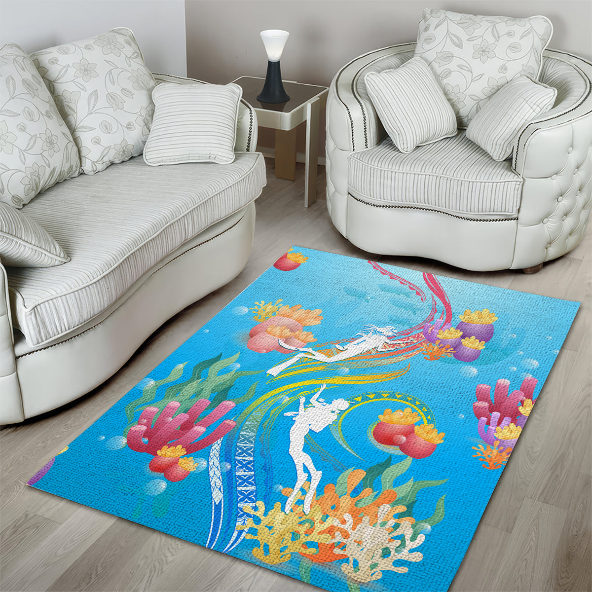 Under The Sea Scuba Diving Area Rug Polynesian Pattern LT05 - Polynesian Pride