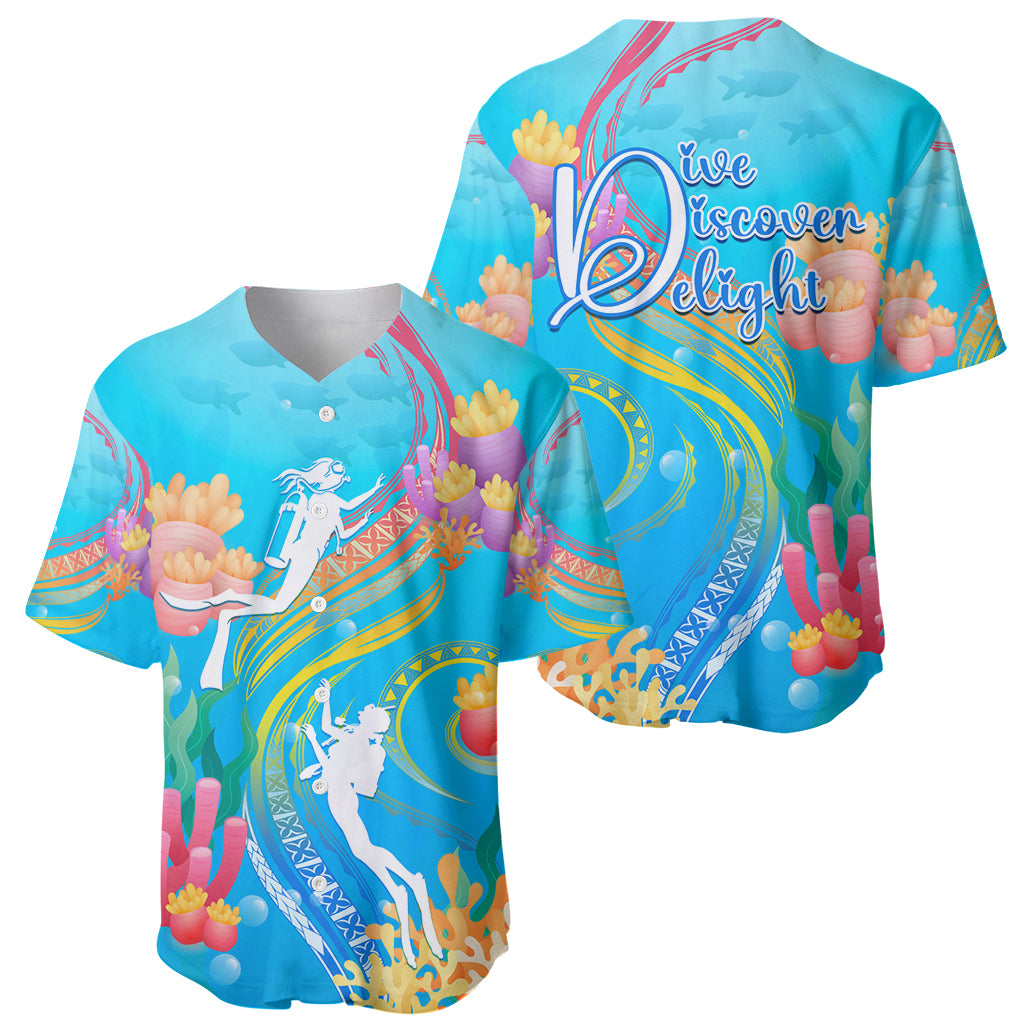 Under The Sea Scuba Diving Baseball Jersey Polynesian Pattern LT05 - Polynesian Pride