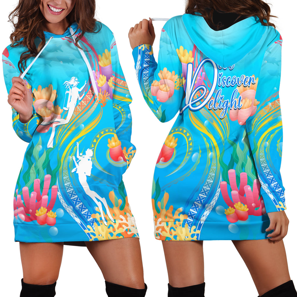 Under The Sea Scuba Diving Hoodie Dress Polynesian Pattern LT05 - Polynesian Pride