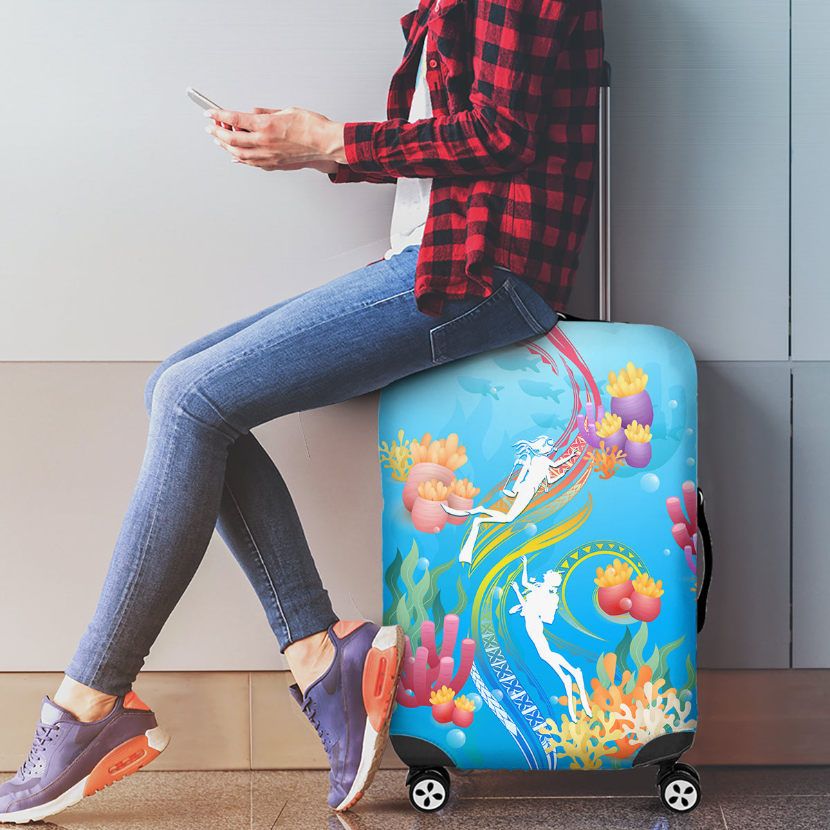 Under The Sea Scuba Diving Luggage Cover Polynesian Pattern LT05 - Polynesian Pride