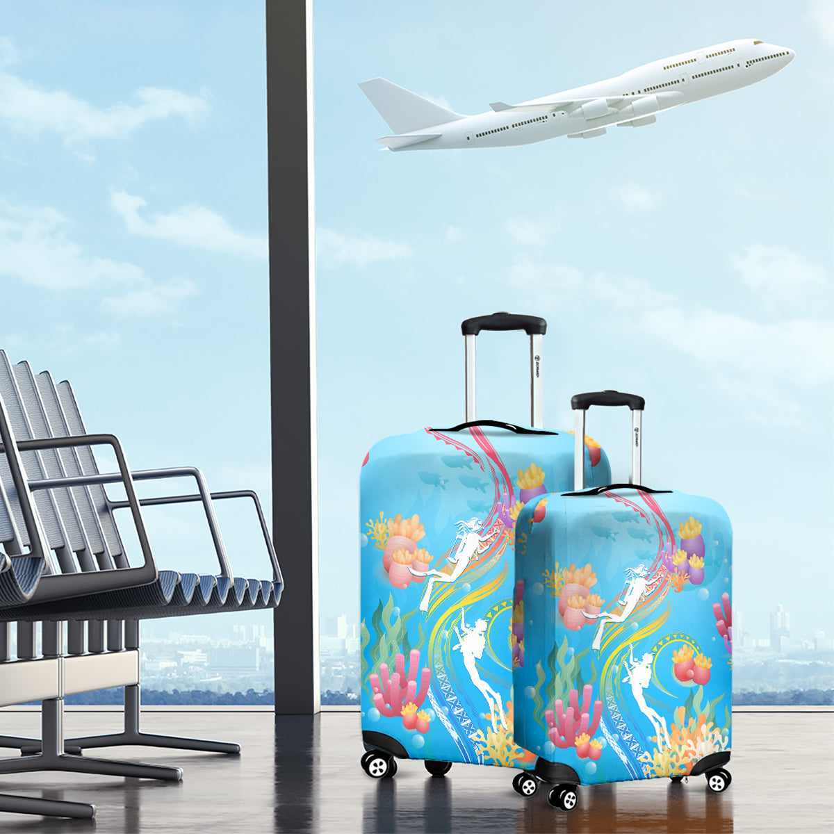 Under The Sea Scuba Diving Luggage Cover Polynesian Pattern LT05 - Polynesian Pride