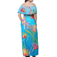 Under The Sea Scuba Diving Off Shoulder Maxi Dress Polynesian Pattern LT05 - Polynesian Pride