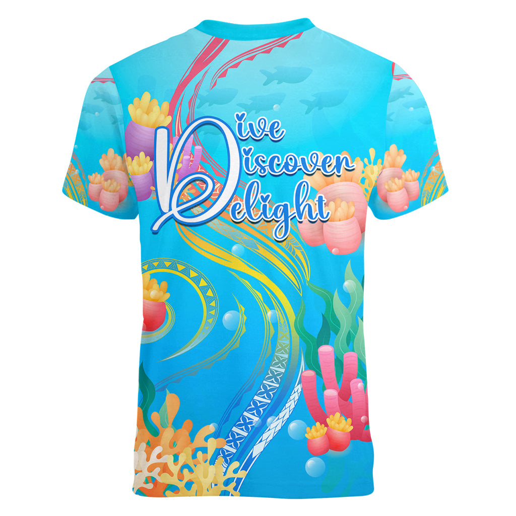 Under The Sea Scuba Diving Women V Neck T Shirt Polynesian Pattern LT05 - Polynesian Pride