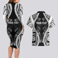 Personalised Remember Samoa Black Saturday Couples Matching Long Sleeve Bodycon Dress and Hawaiian Shirt Samoa Mo Samoa - Polynesian Pride