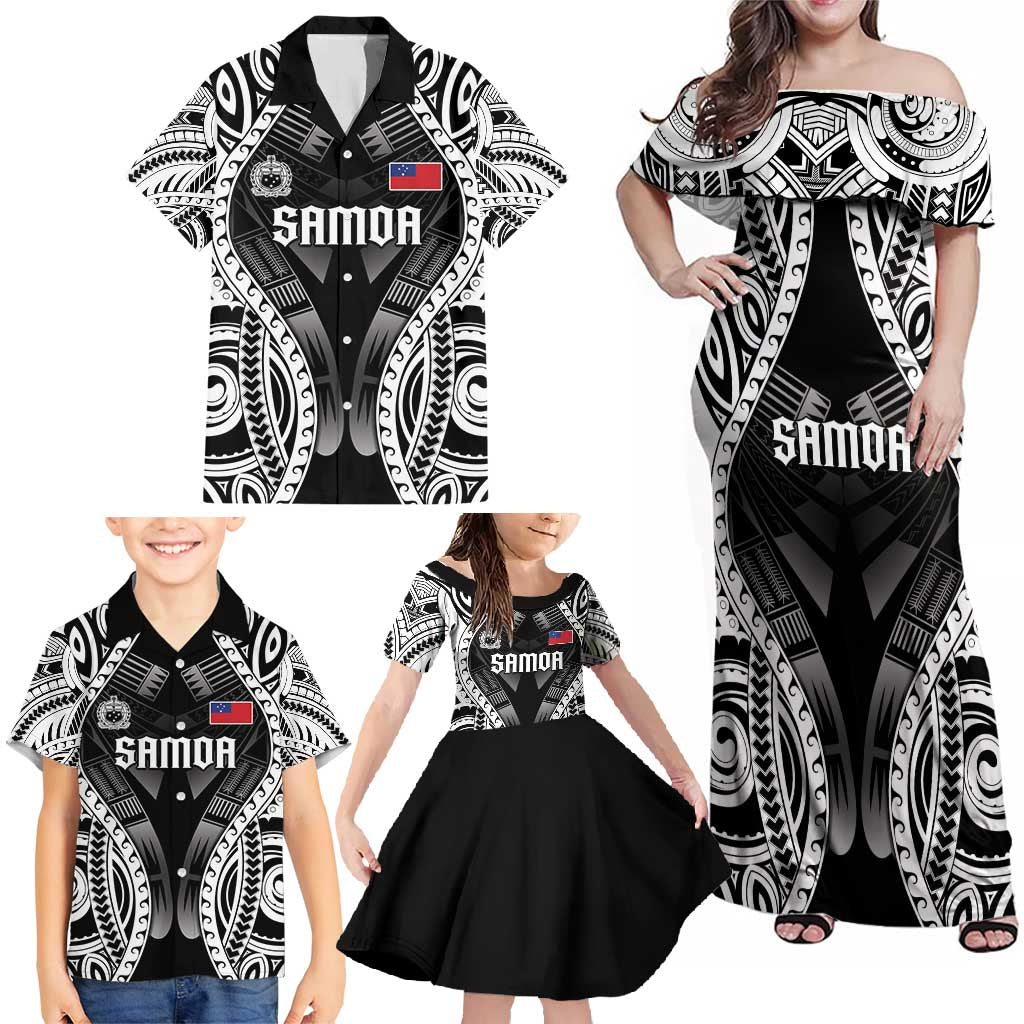 Personalised Remember Samoa Black Saturday Family Matching Off Shoulder Maxi Dress and Hawaiian Shirt Samoa Mo Samoa - Polynesian Pride