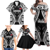 Personalised Remember Samoa Black Saturday Family Matching Off Shoulder Maxi Dress and Hawaiian Shirt Samoa Mo Samoa - Polynesian Pride