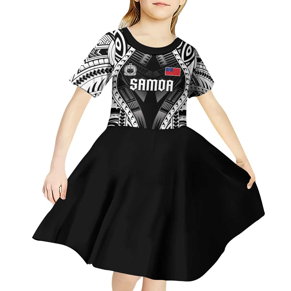 Personalised Remember Samoa Black Saturday Kid Short Sleeve Dress Samoa Mo Samoa - Polynesian Pride