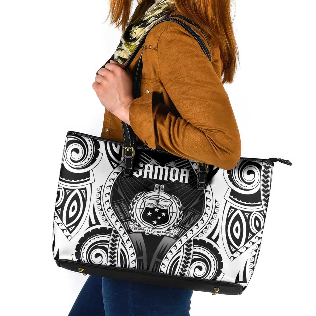 Remember Samoa Black Saturday Leather Tote Bag Samoa Mo Samoa - Polynesian Pride
