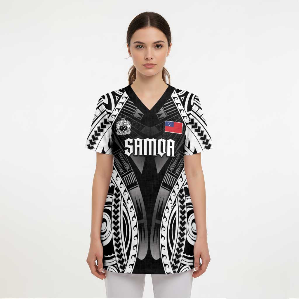 Personalised Remember Samoa Black Saturday Scrub Top Samoa Mo Samoa - Polynesian Pride
