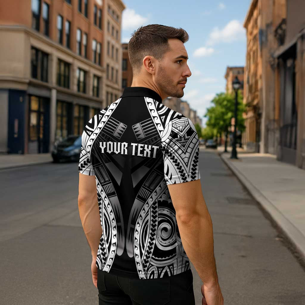 Personalised Remember Samoa Black Saturday Zipper Polo Shirt Samoa Mo Samoa - Polynesian Pride