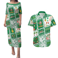 Norfolk Island Christmas Couples Matching Puletasi and Hawaiian Shirt Festive Beach Vibes - Polynesian Pride