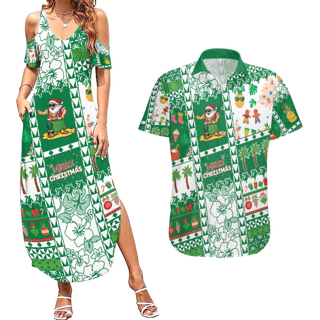 Norfolk Island Christmas Couples Matching Summer Maxi Dress and Hawaiian Shirt Festive Beach Vibes - Polynesian Pride