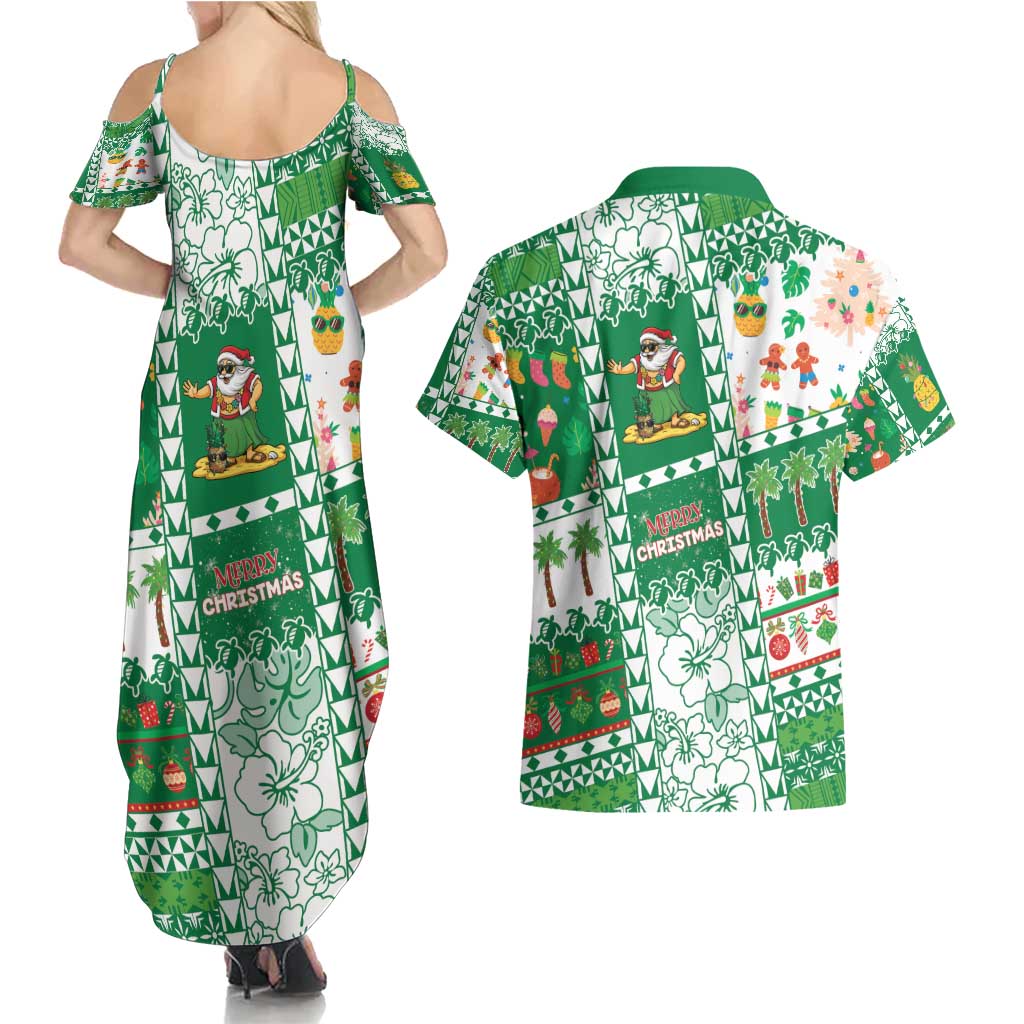 Norfolk Island Christmas Couples Matching Summer Maxi Dress and Hawaiian Shirt Festive Beach Vibes - Polynesian Pride