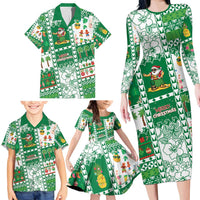Norfolk Island Christmas Family Matching Long Sleeve Bodycon Dress and Hawaiian Shirt Festive Beach Vibes - Polynesian Pride