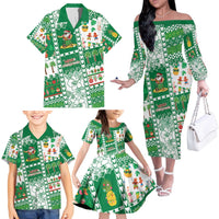Norfolk Island Christmas Family Matching Off The Shoulder Long Sleeve Dress and Hawaiian Shirt Festive Beach Vibes - Polynesian Pride