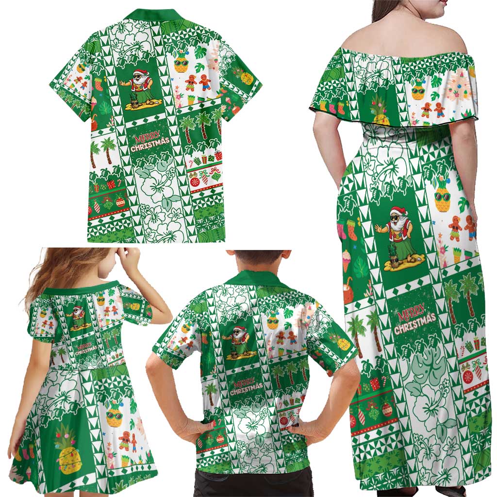Norfolk Island Christmas Family Matching Off Shoulder Maxi Dress and Hawaiian Shirt Festive Beach Vibes - Polynesian Pride