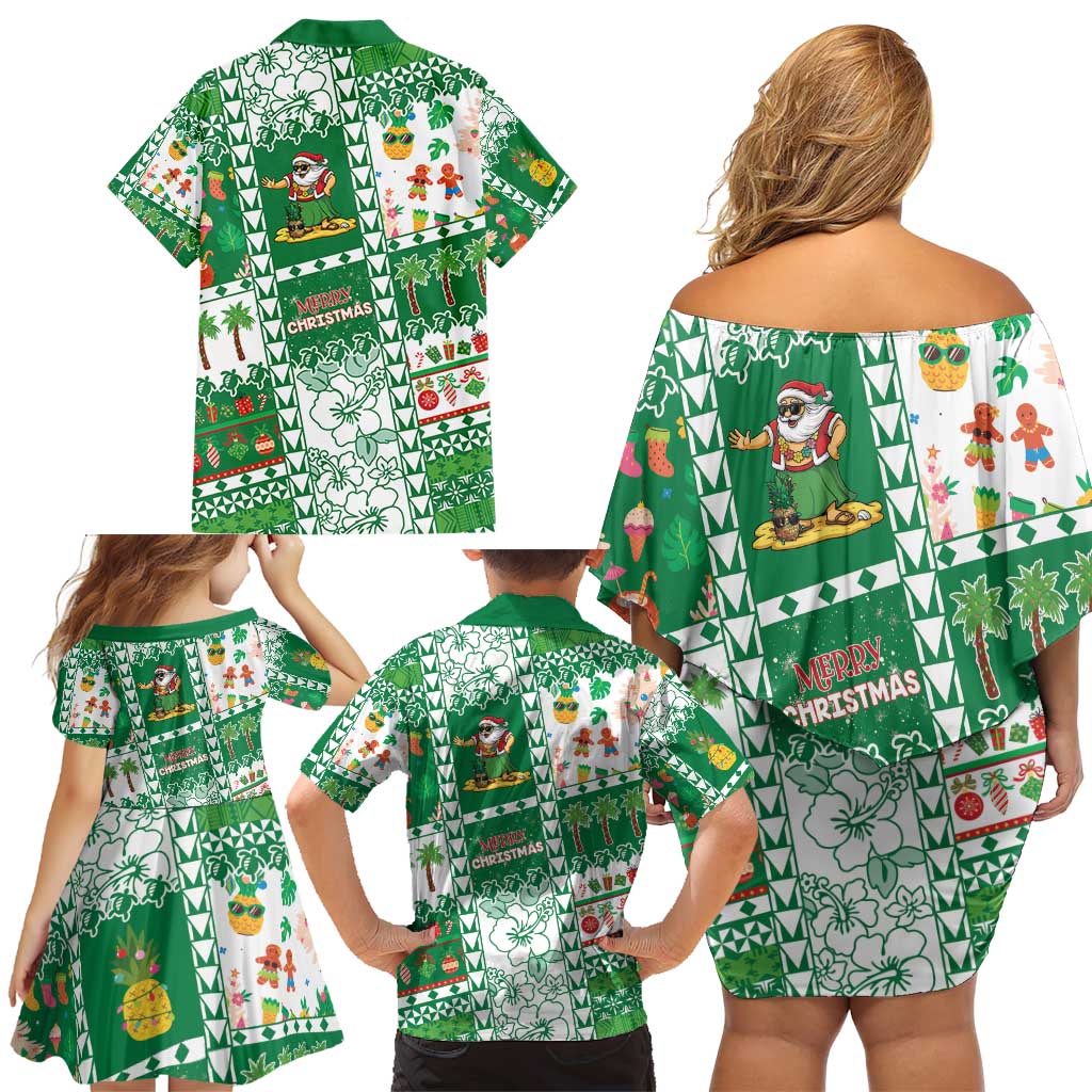 Norfolk Island Christmas Family Matching Off Shoulder Short Dress and Hawaiian Shirt Festive Beach Vibes - Polynesian Pride