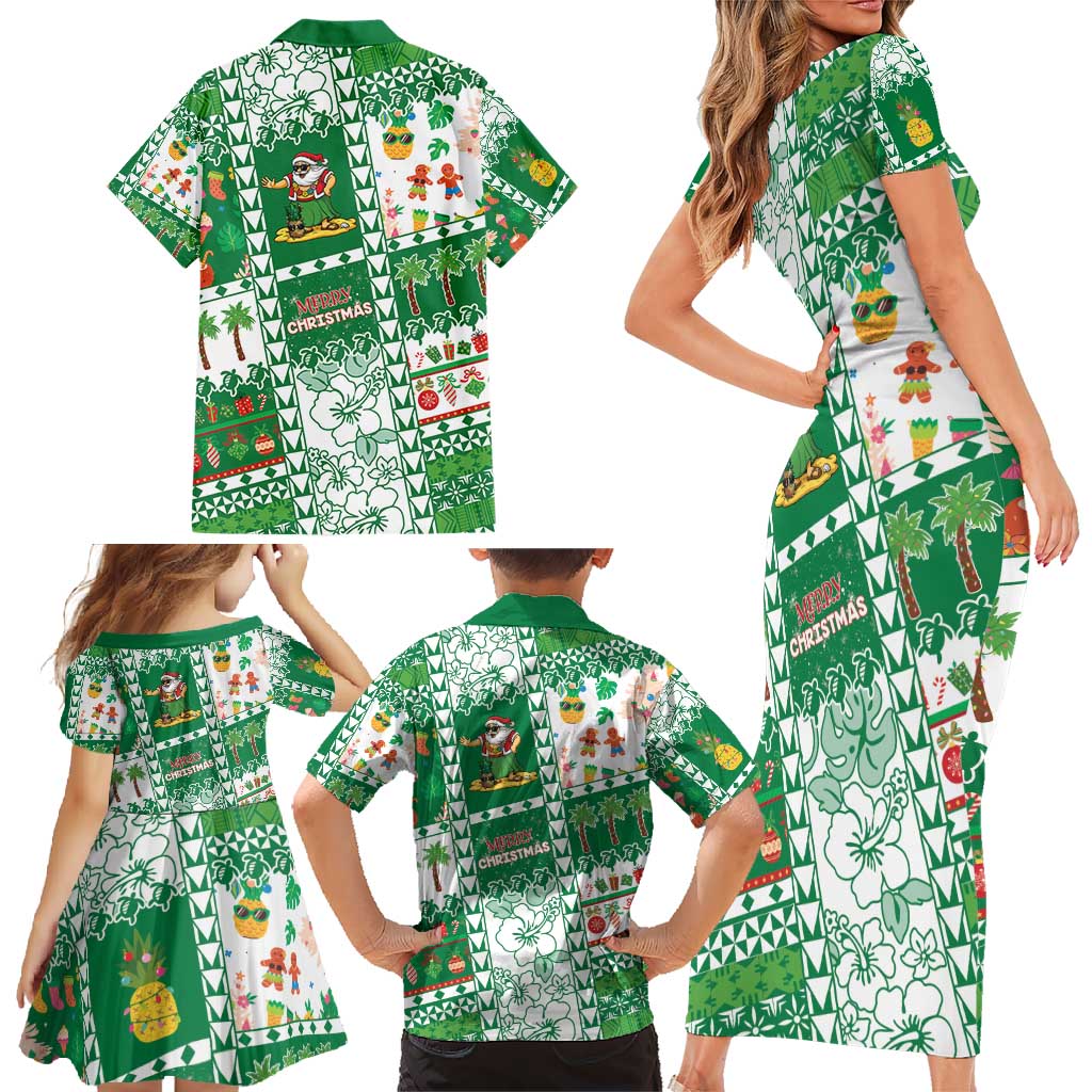 Norfolk Island Christmas Family Matching Short Sleeve Bodycon Dress and Hawaiian Shirt Festive Beach Vibes - Polynesian Pride