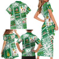 Norfolk Island Christmas Family Matching Short Sleeve Bodycon Dress and Hawaiian Shirt Festive Beach Vibes - Polynesian Pride