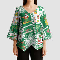 Norfolk Island Christmas Kimono Sleeve Blouse Festive Beach Vibes - Polynesian Pride