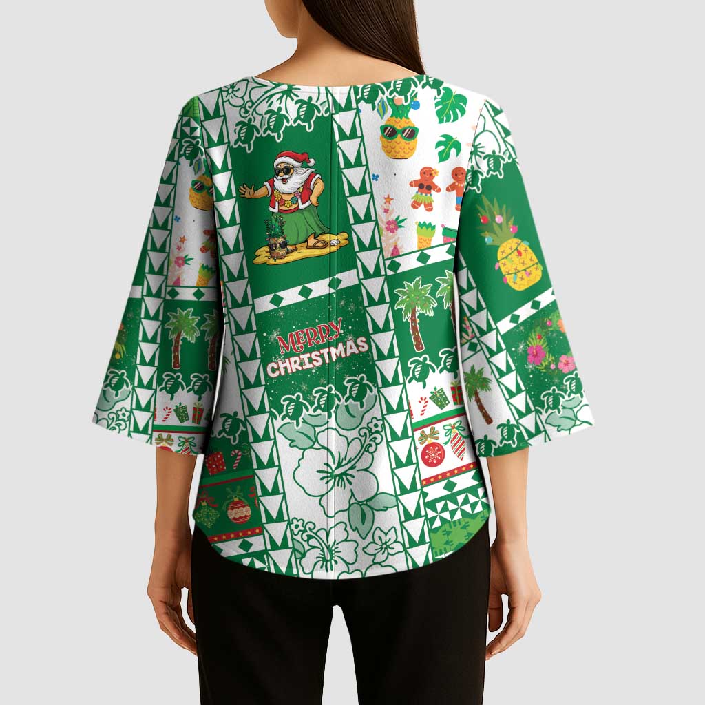 Norfolk Island Christmas Kimono Sleeve Blouse Festive Beach Vibes - Polynesian Pride