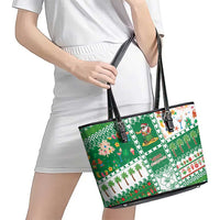Norfolk Island Christmas Leather Tote Bag Festive Beach Vibes - Polynesian Pride