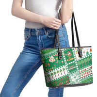 Norfolk Island Christmas Leather Tote Bag Festive Beach Vibes - Polynesian Pride