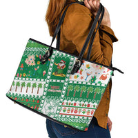 Norfolk Island Christmas Leather Tote Bag Festive Beach Vibes - Polynesian Pride