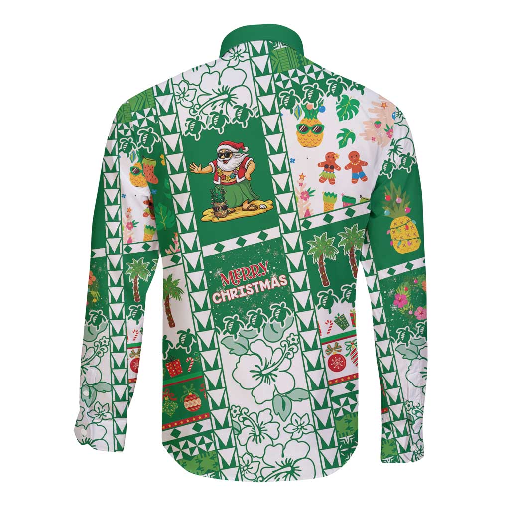 Norfolk Island Christmas Long Sleeve Button Shirt Festive Beach Vibes - Polynesian Pride