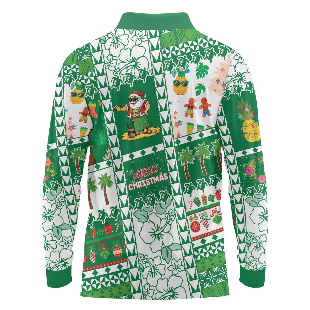 Norfolk Island Christmas Long Sleeve Polo Shirt Festive Beach Vibes - Polynesian Pride