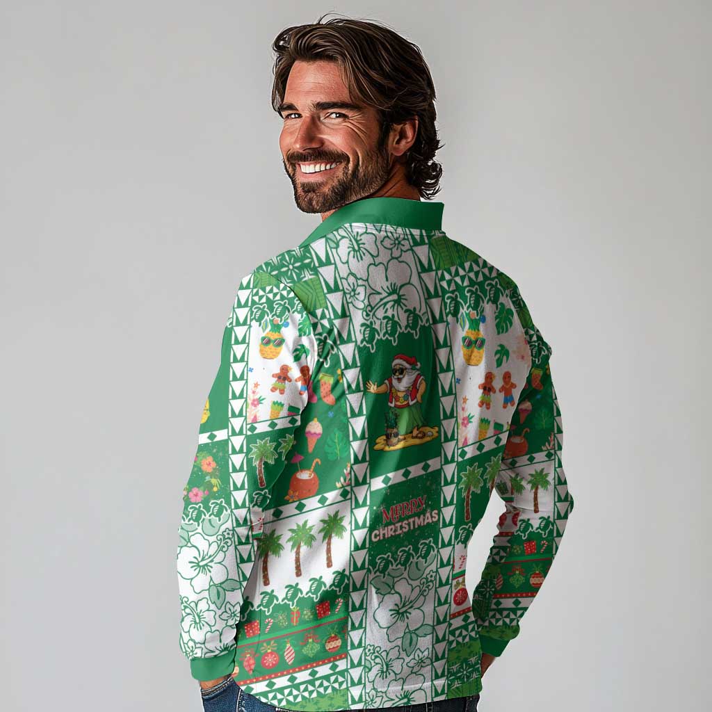 Norfolk Island Christmas Long Sleeve Polo Shirt Festive Beach Vibes - Polynesian Pride