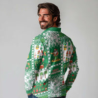 Norfolk Island Christmas Long Sleeve Polo Shirt Festive Beach Vibes - Polynesian Pride