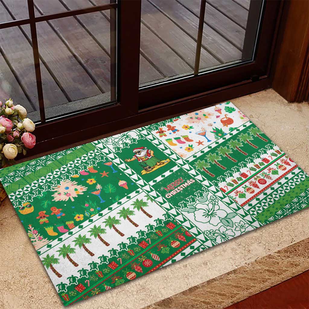 Norfolk Island Christmas Rubber Doormat Festive Beach Vibes - Polynesian Pride
